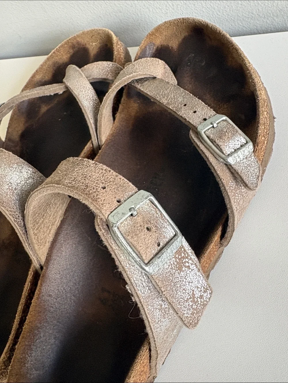 Birkenstock Mayari Metallic Taupe Toe Loop Sandals EU 41 US 10 Regular